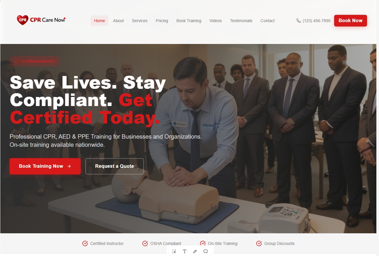 CPR Care Now website homepage